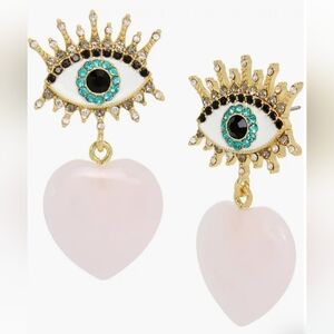 Kurt Geiger London Quartz Heart Evil Eye Drop Earrings